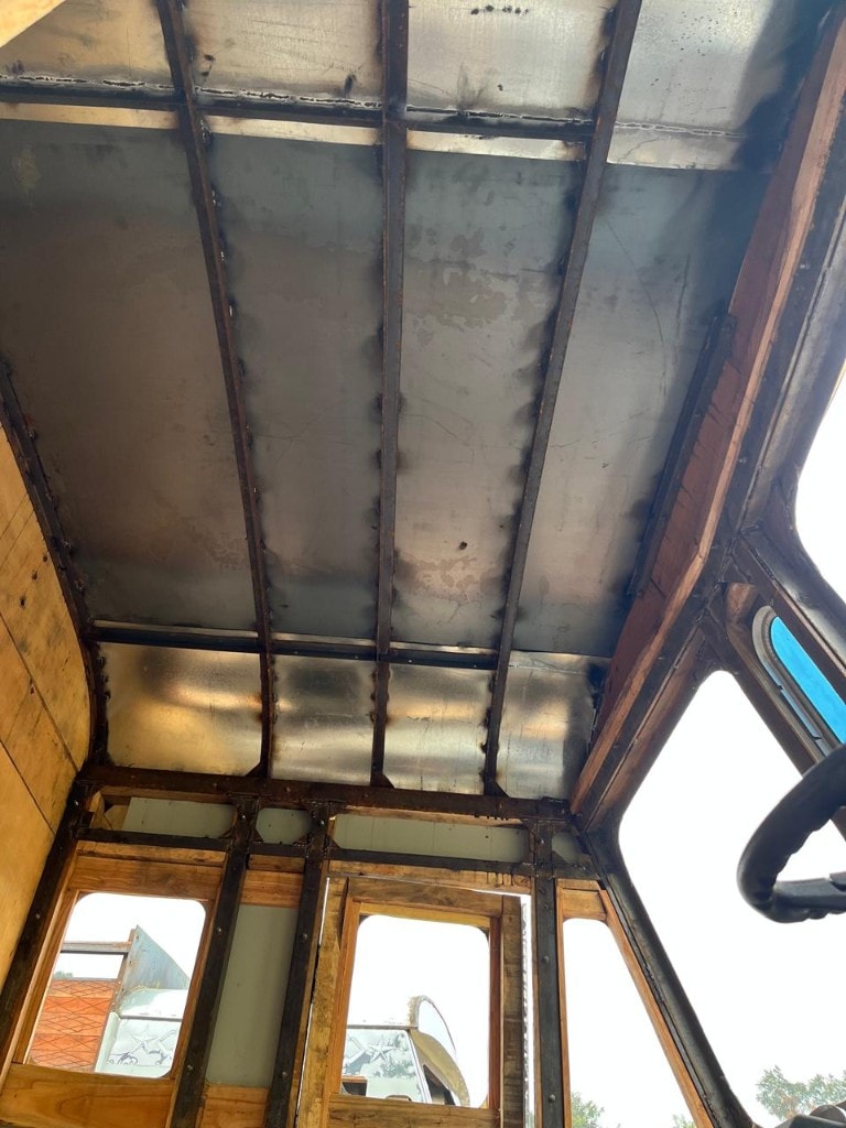 Welded cabin roof structure in progress