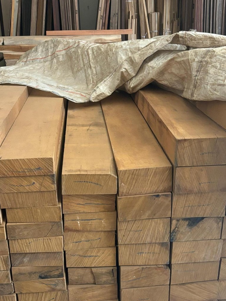 Stacked timber ready for truck body fabrication